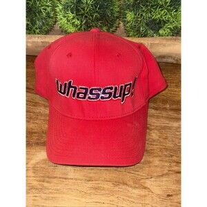 Y2K BUDWEISER True WHASSUP! Snapback HAT Red  Flexfit Fitted Cap L/XL 1999